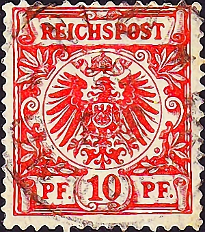 Германия , рейх . 1890 год . Имперский орел в кругу . Каталог 60,0 €. (2) 